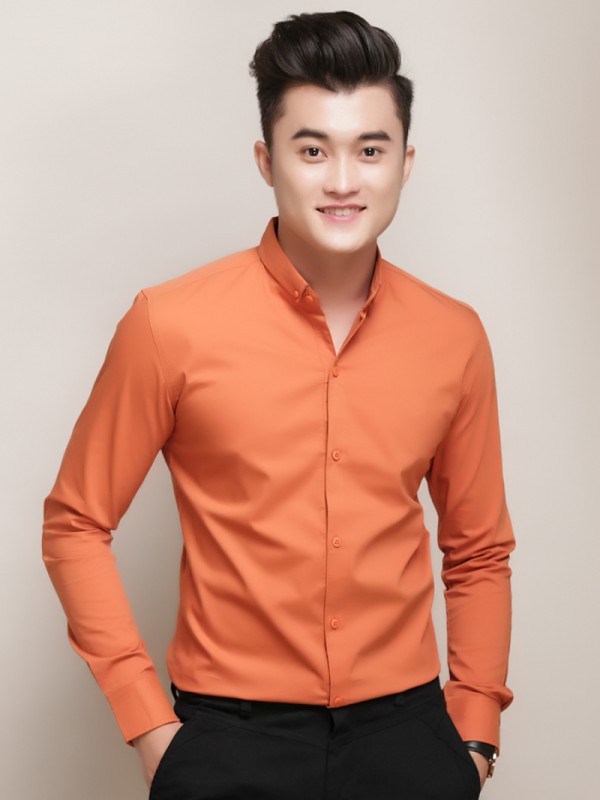 ÁO SƠ MI HÀN QUỐC CAM TRƠN ASM788