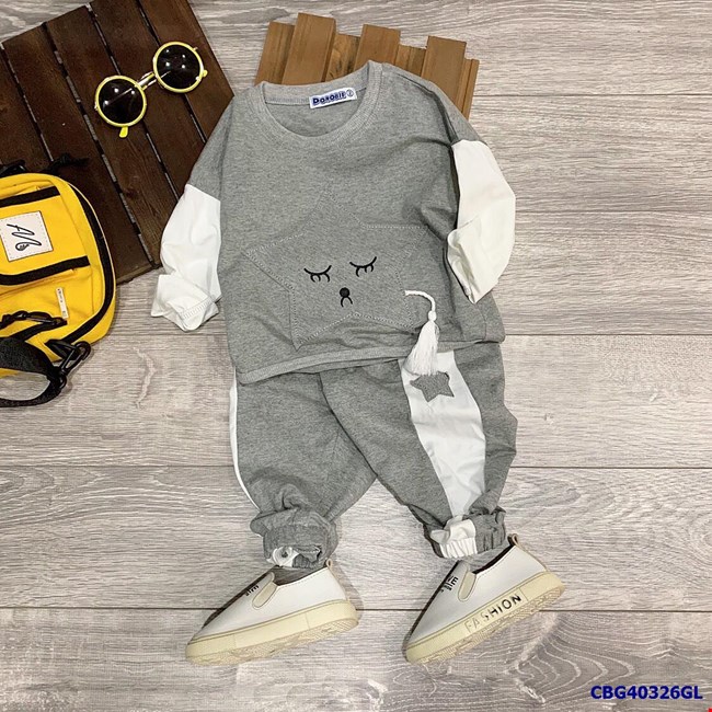 Bộ thun tay dài đắp hình ngôi sao cho bé từ 1-12 tuổi