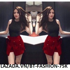 Quần Giả Váy Thời Trang Hàn Quốc Mới - BT Fashion VA025 (Nơ 4 Nút - Đô)